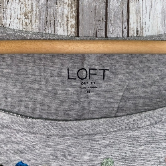 Loft Grey Embroidered Neck Floral Blouse - Picture 4 of 4